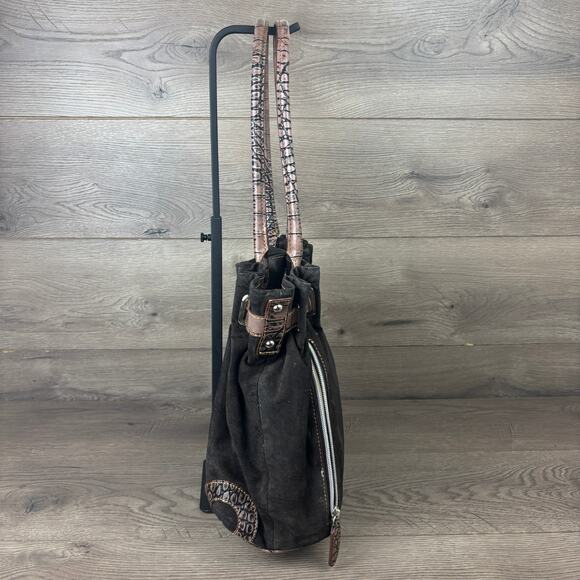 Gun Tote’s N Mamas Womens Concealed Carry Brown Leather Suede Purse Shoulder Bag - Picture 4 of 16